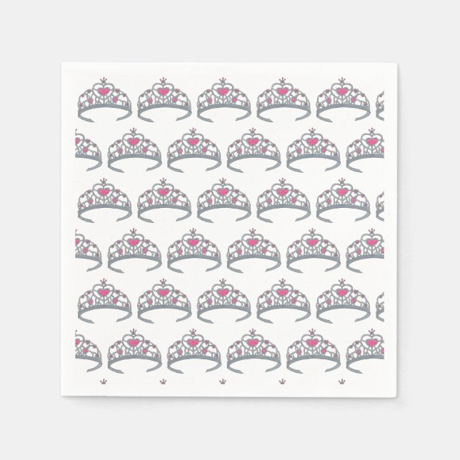 Guardanapo De Papel Bonito Princesa Rosa Tiara Festa de aniversário Gi (Frente)