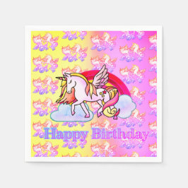 Guardanapo De Papel Bonito Rainbow Unicorn Pegasus Pastel Magic