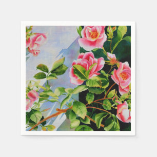 Guardanapo De Papel Bonito rosa, rosas vermelhas, flor aquarela