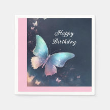 Bonito Shimmerfly Papel Butterfly Napkin Azul Rosa