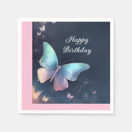 Guardanapo De Papel Bonito Shimmerfly Papel Butterfly Napkin Azul Rosa