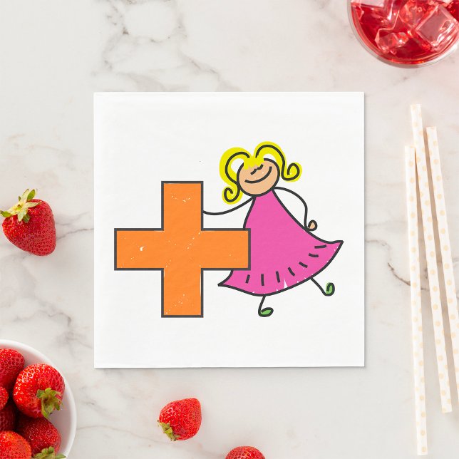 Guardanapo De Papel Bonito Stick Figura Girl with Plus Sign (Criador carregado)