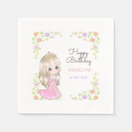 Guardanapo De Papel Bonito vestido Rosa Princesa Floral Aniversário