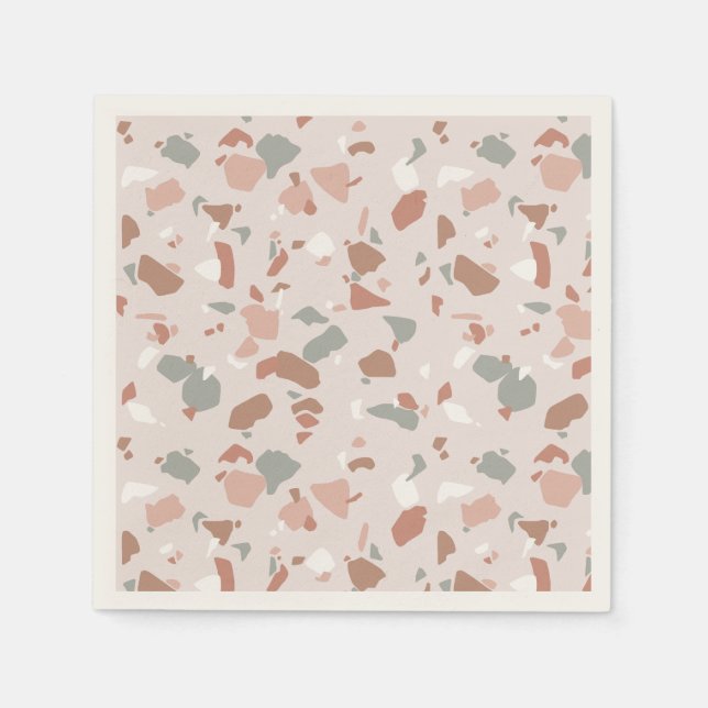 Guardanapo De Papel Bonitos tons desérticos padrão terrazzo (Frente)