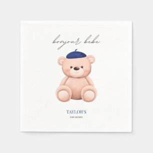 Guardanapo De Papel Bonjour Bebe Chá de fraldas francês de Urso de Aqu