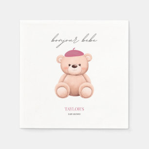 Guardanapo De Papel Bonjour Bebe French Watercolor Bear Chá de fraldas