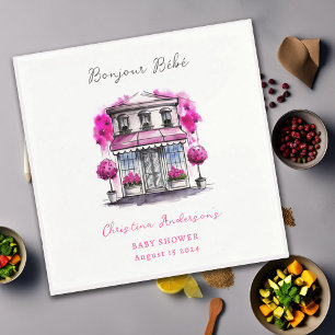 Guardanapo De Papel Bonjour Bebe Paris Chá de fraldas preto-rosa franc