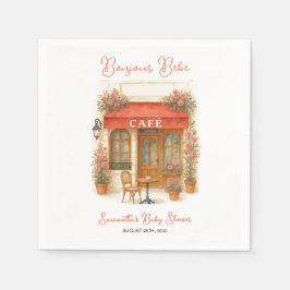 Guardanapo De Papel Bonjour Bebe Paris French Café Chá de fraldas