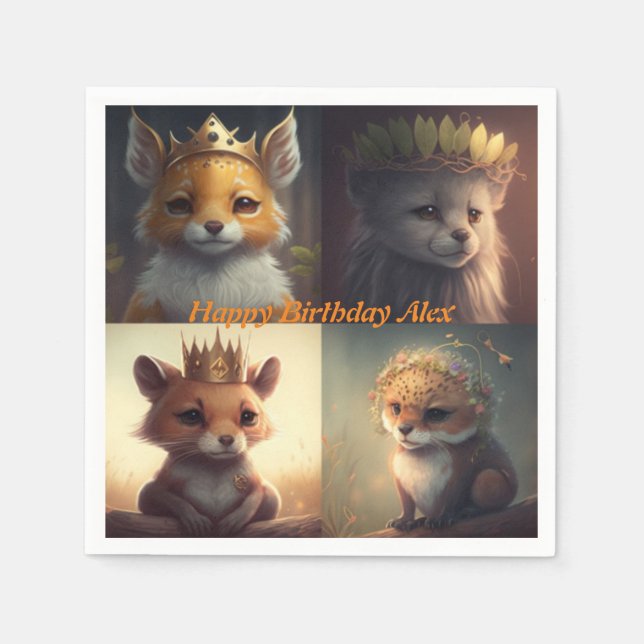 Guardanapo De Papel Bons amigos animais selvagens (Frente)