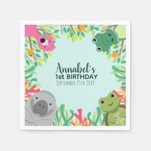 Guardanapo De Papel Bons Animais da Flórida Selvagem Um Aniversário de