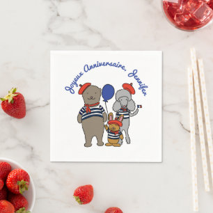 Guardanapo De Papel Bons Animais de Cartoon Franceses Personalizados