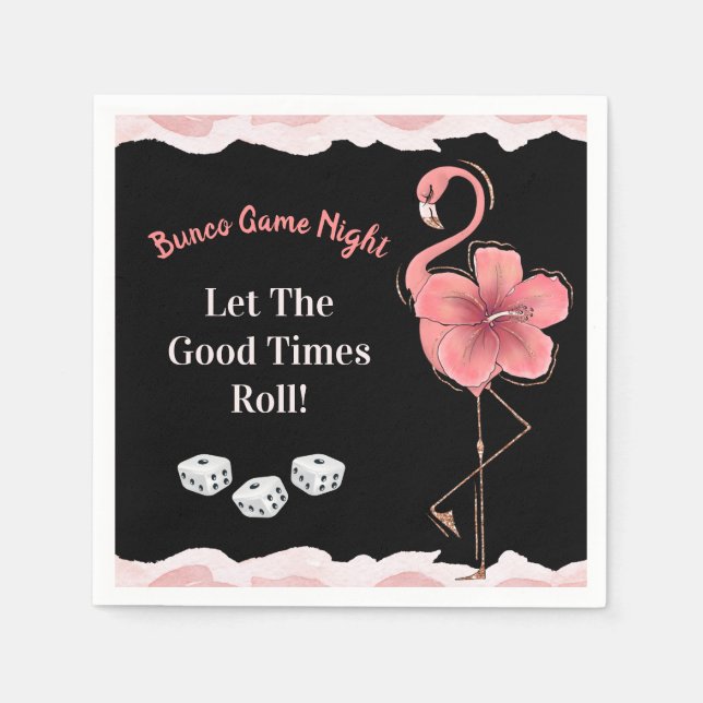 Guardanapo De Papel Bons Dice Times Roll Rosa Flamingo Bunco (Frente)