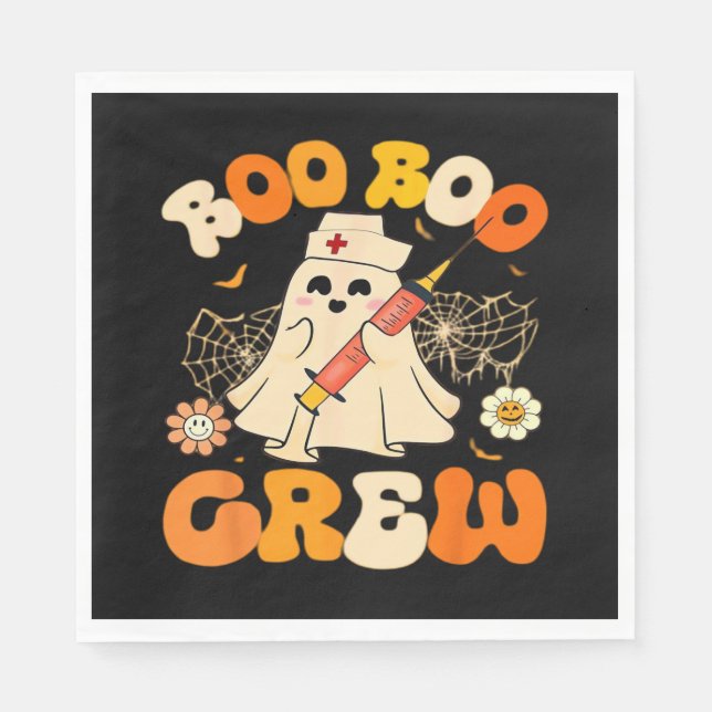 Guardanapo De Papel Boo Boo Crew Ghost Enfermeiro, Retro Hallowee (Frente)