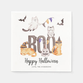 Guardanapo De Papel Boo Cute Happy Halloween Cats Fantasma Festa de Cr