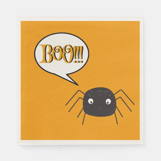 Guardanapo De Papel Boo, fofa-aranha-abóbora-laranja (Frente)