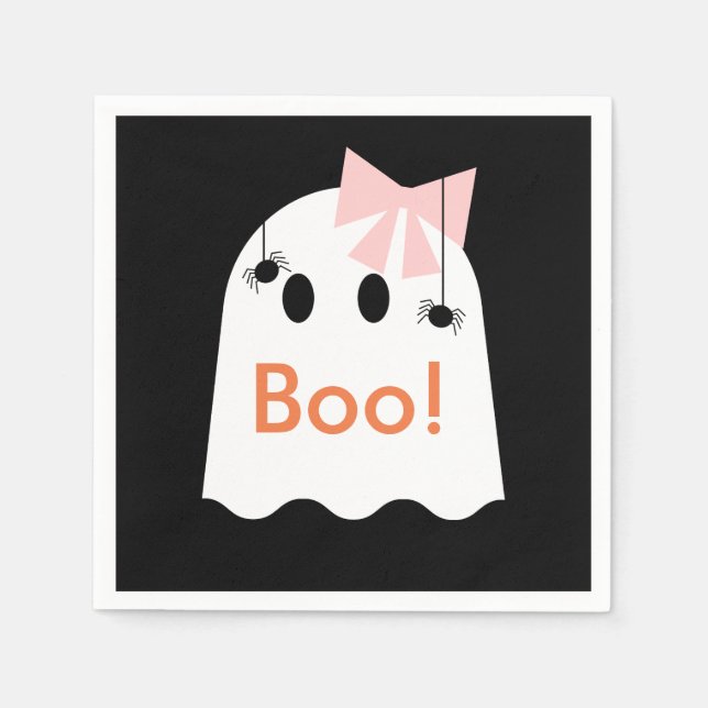 Guardanapo De Papel Boo! Ghost Girl Black Paper Napkins (Frente)