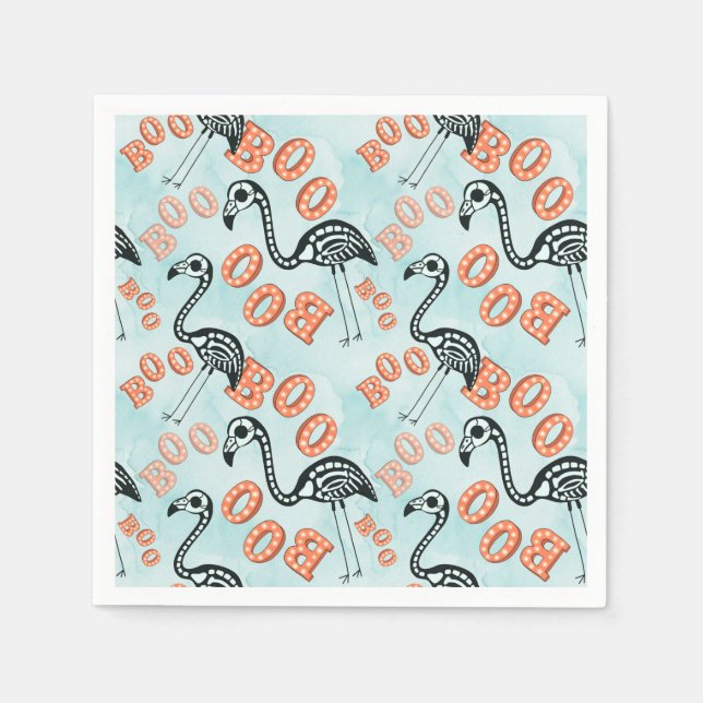 Guardanapo De Papel Boo Halloween | Flamingo Skeleton (Frente)