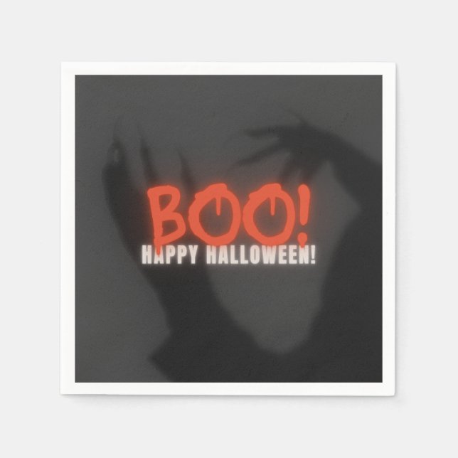 Guardanapo De Papel Boo halloween - Papel Napkins, coquetel padrão (Frente)