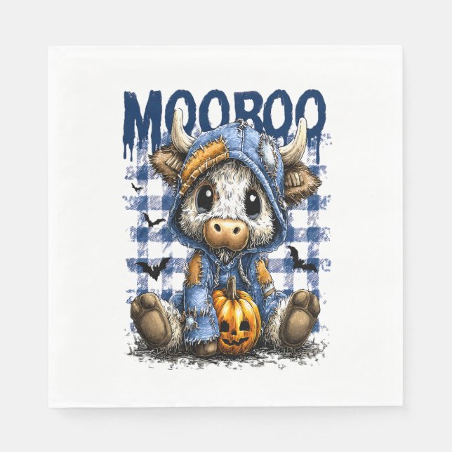 Guardanapo De Papel Boo Halloween Spooky Highland Cow (Frente)