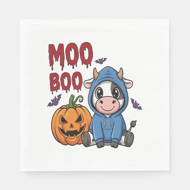 Guardanapo De Papel Boo Halloween Spooky Vaca Fantasma (Frente)