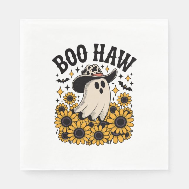 Guardanapo De Papel Boo Haw Cow Ghost Western Halloween (Frente)