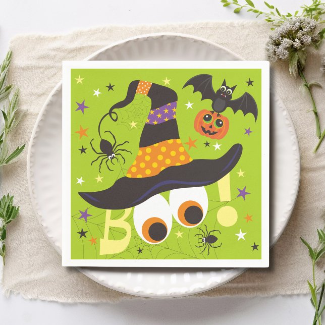 Guardanapo De Papel Boo Spooky Witch Bats Bonito Halloween (Criador carregado)