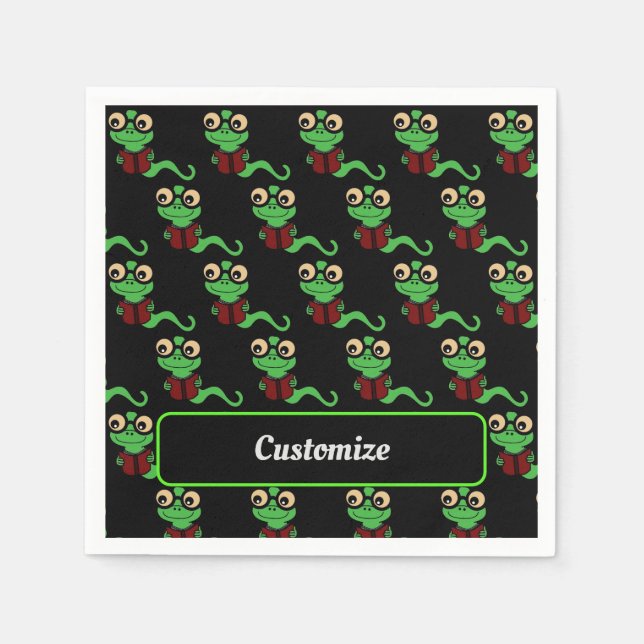 Guardanapo De Papel Bookworm Preto Feliz (Frente)