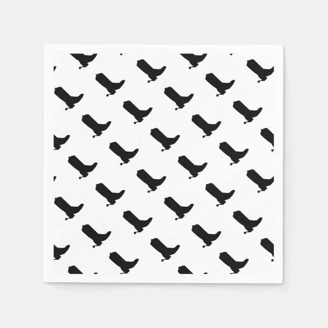 Guardanapo De Papel Boot Boot Spurs Silhouette Padrão preto branco (Frente)