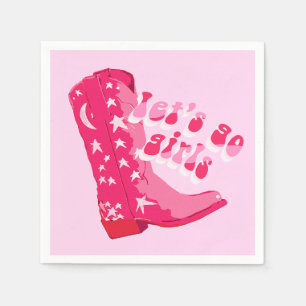 Guardanapo De Papel Boot de Cowgirl Vermelha Cor-de-Rosa Bonita