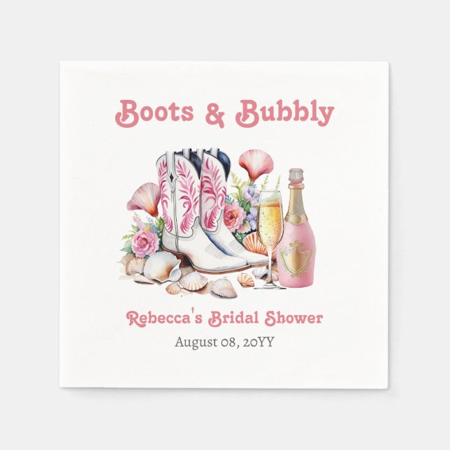 Guardanapo De Papel Boots and Bubble Coastgirl Bridal Shower (Frente)