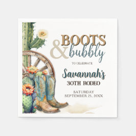 Guardanapo De Papel Boots and Bubble Cowgirl Western Rodeo Aniversário