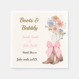 Guardanapo De Papel Boots and Bubbly Bridal Shower