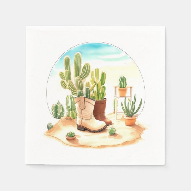 Guardanapo De Papel Boots and Lullabies: Chá de fraldas Wild West Cowb (Frente)