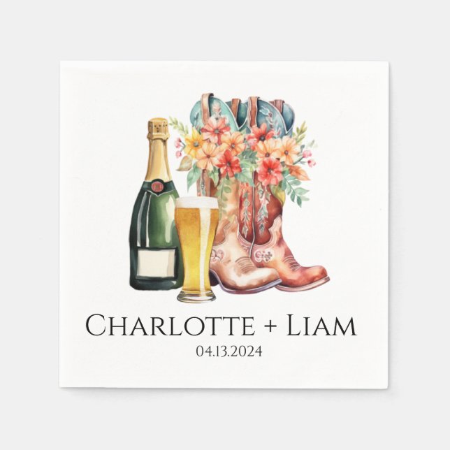 Guardanapo De Papel Boots, Brews, e o Chá de Bubble Napkins (Frente)