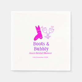 Guardanapo De Papel Boots & bubble champagne chá de panela rosa