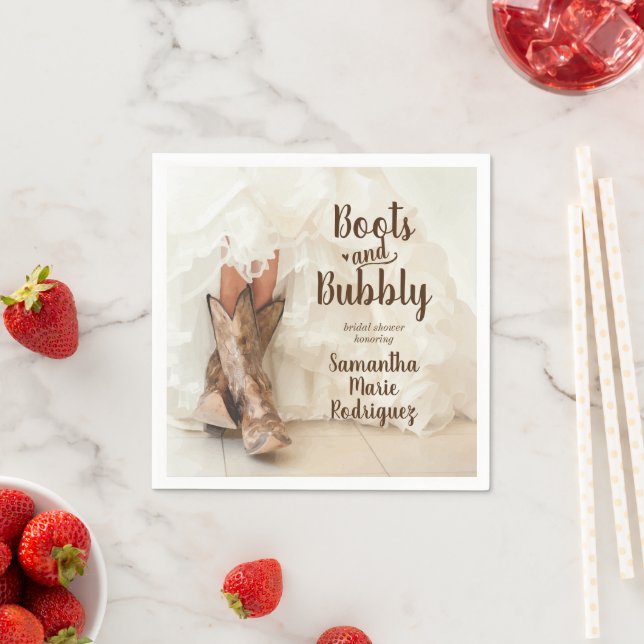 Guardanapo De Papel Boots & Bubble Texas Bride no Chá de panela Boots (Insitu)