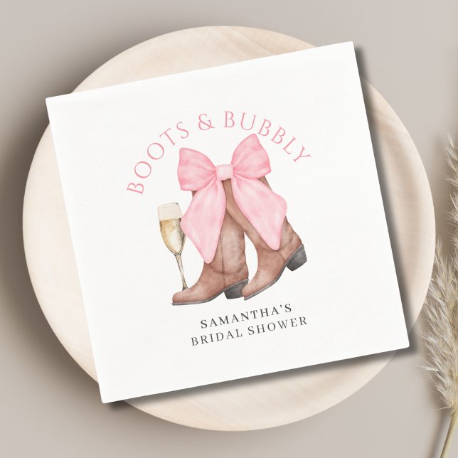 Guardanapo De Papel Boots Bubbly Western Festa de Despedida de Solteir (Criador carregado)