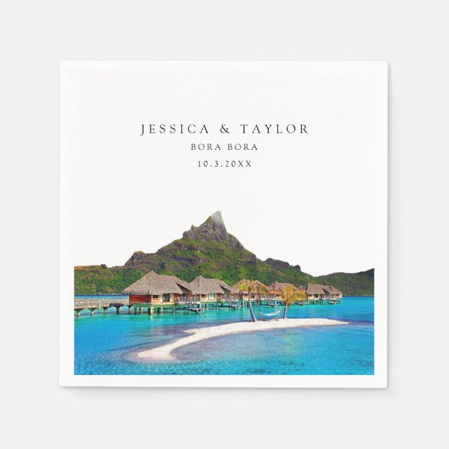 Guardanapo De Papel Bora Bora Foto Personalizada Cocktail Napkins (Frente)
