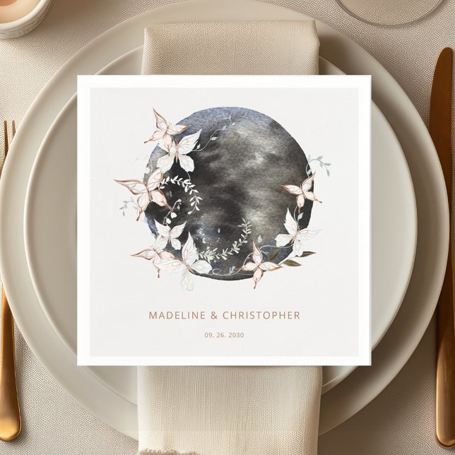 Guardanapo De Papel Borboleta Celestial Elegante Salva a Data Casament (Criador carregado)