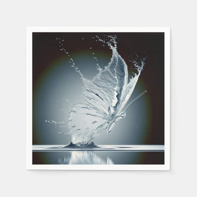Guardanapo De Papel Borboleta Criando um Splash de Água (Frente)