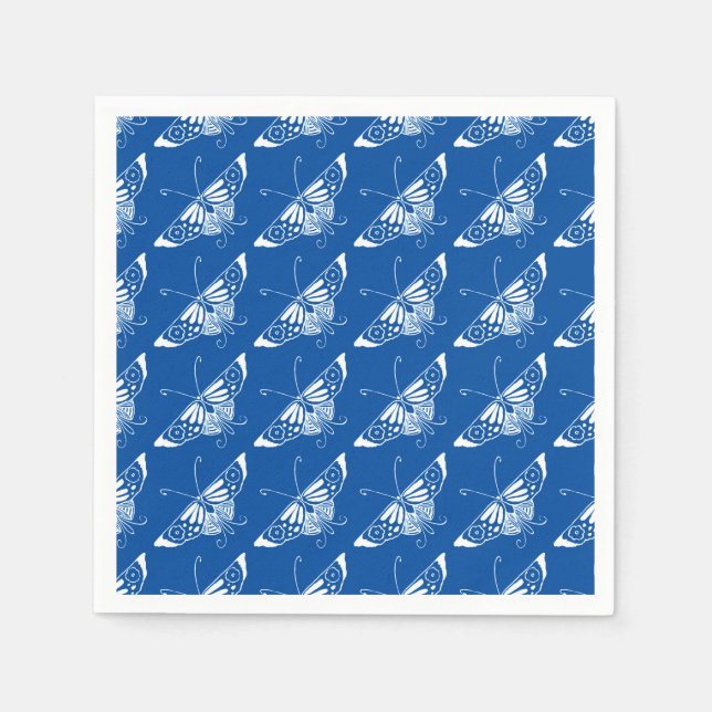Guardanapo De Papel Borboleta Deco de Arte Estilizada, azul de cobalto (Frente)
