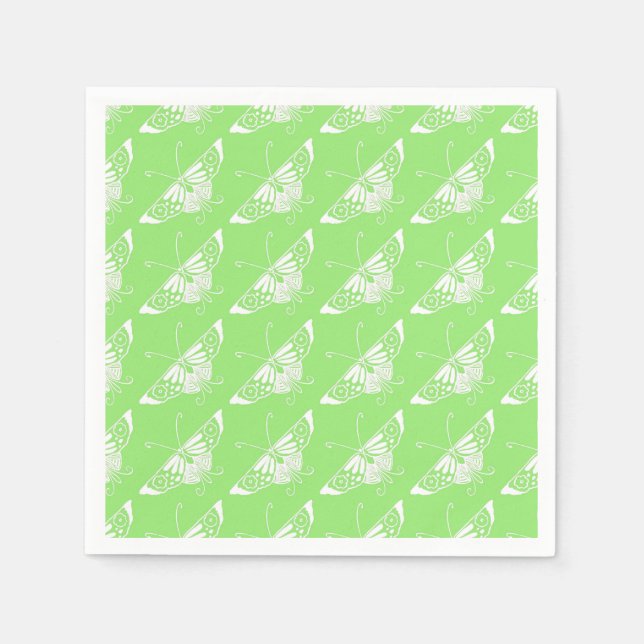 Guardanapo De Papel Borboleta Deco Estilizada - verde limão (Frente)