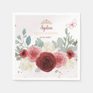 Guardanapo De Papel Borboleta Dourada Borboleta Tiara Floral Quinceañe