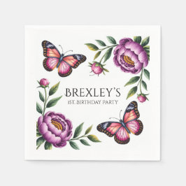 Guardanapo De Papel Borboleta e Meninas Peony 1rua. Festa de aniversár