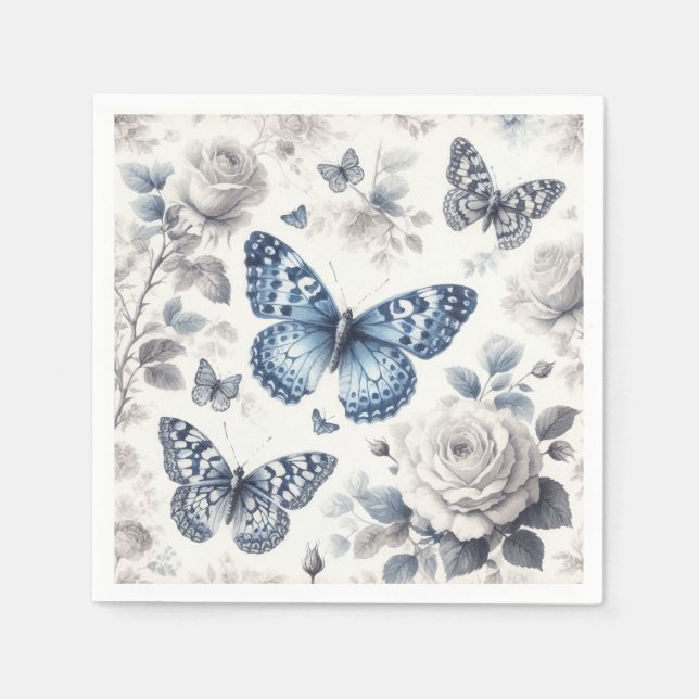 Guardanapo De Papel Borboleta e rosas (Frente)