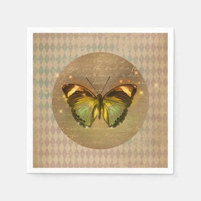 Guardanapo De Papel Borboleta Encantada Vintage (Frente)