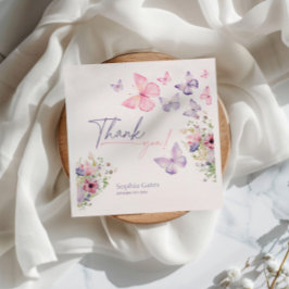 Guardanapo De Papel Borboleta Flor Silvestre Obrigado