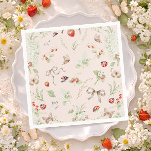 Guardanapo De Papel Borboleta Morango Flor Silvestre