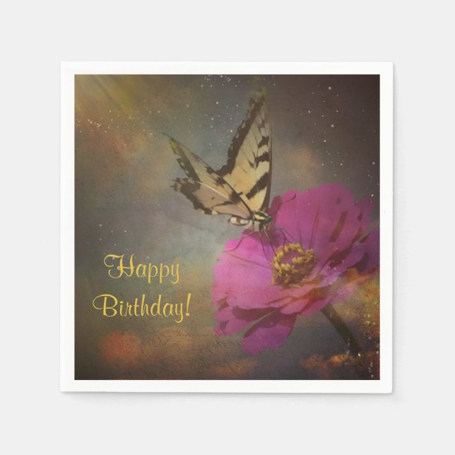 Guardanapo De Papel Borboleta No Jardim (Frente)