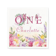 Borboleta Rosa Aquarela Floral Aniversário Um